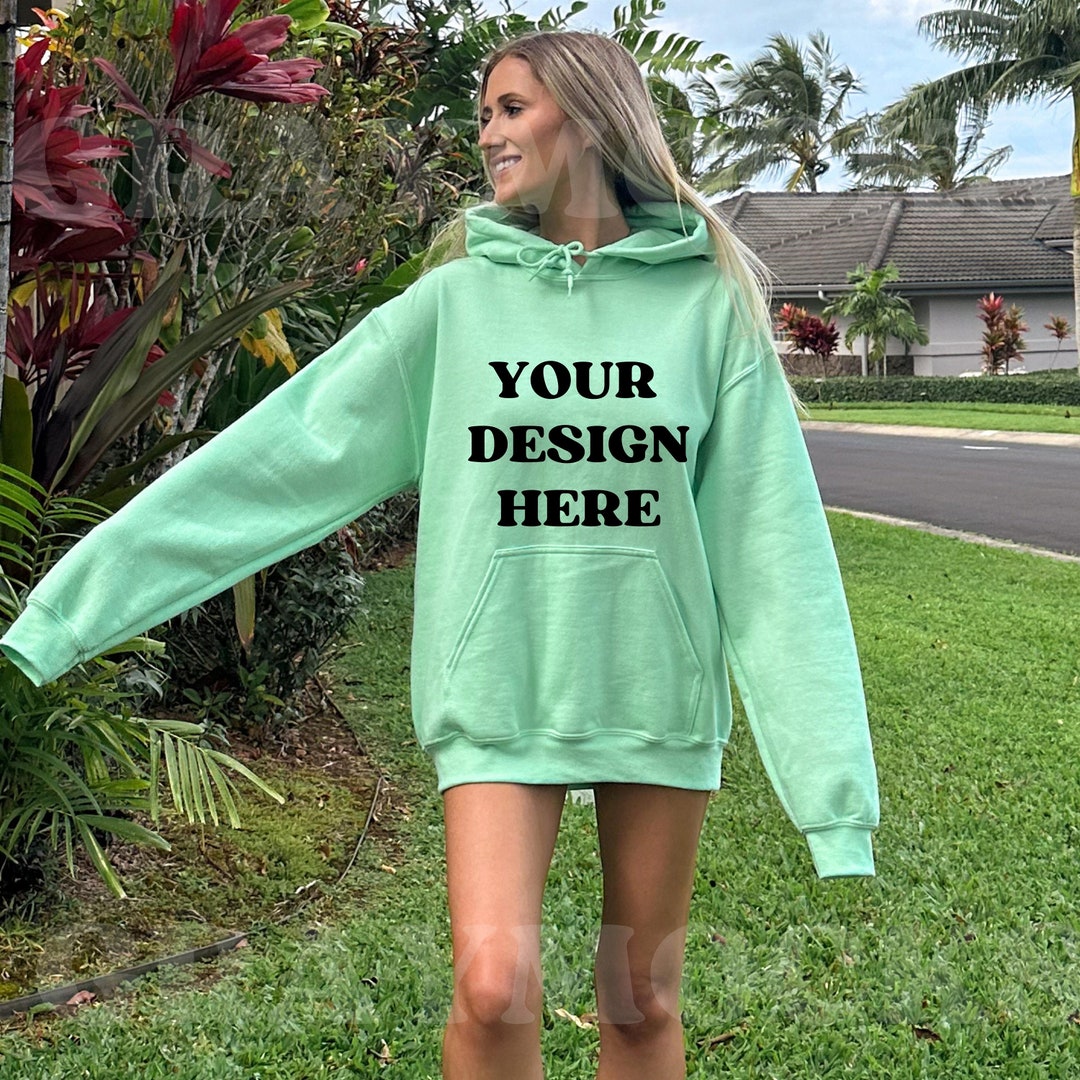 Gildan 18500 Mint Green Mockup Oversized Mint Green Sweatshirt Etsy