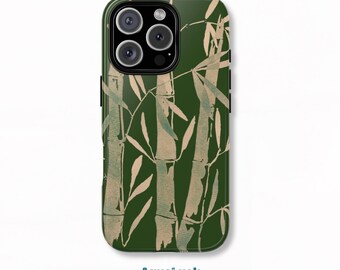 Bamboo Forest Tough Phone Case, Hand-Painted Japandi Art for iPhone, Galaxy & Pixel, Nature-Inspired Durable Protector