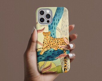 Leopard Print Tough Phone Case – Hand-Painted Design for iPhone, Galaxy & Pixel