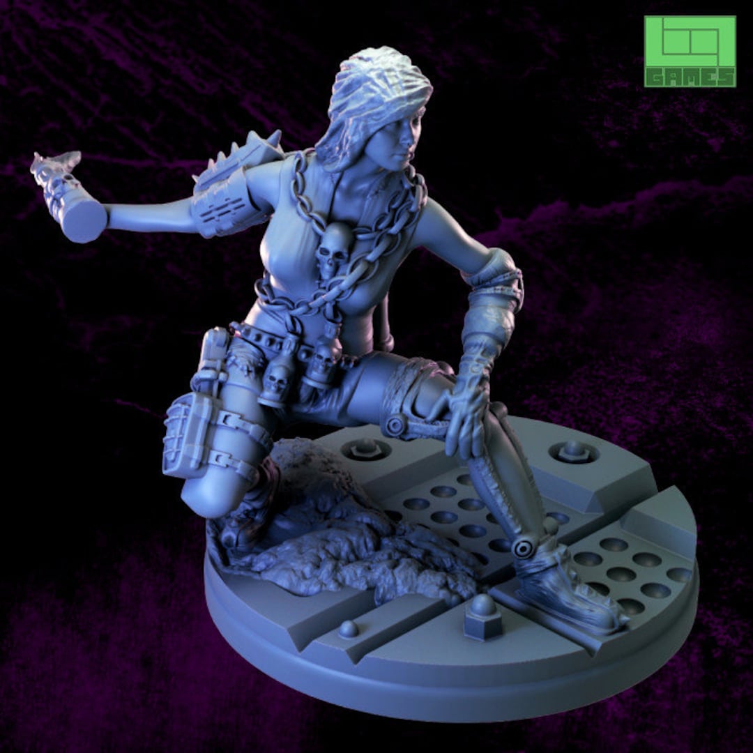 Figurine 3D Imprimée Résine Berta Punk - Pour RPG 28mm/32mm, Style Cyberpunk/Sci-Fi