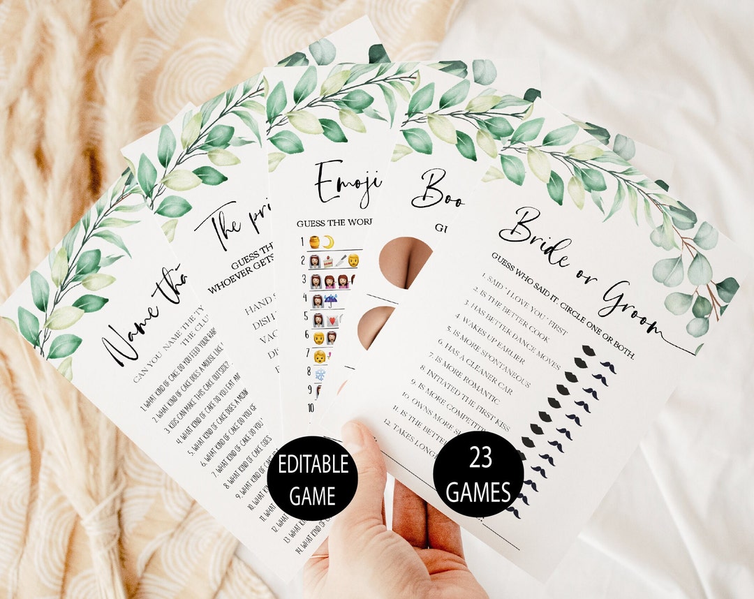 Eucalyptus Bridal Shower Game,botanical Bridal Shower Game Bundle,greenery Games,the Price is