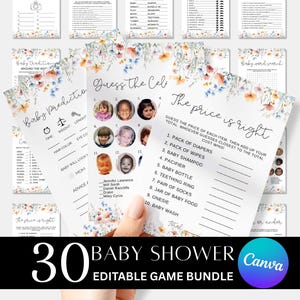 Wildflower Baby Shower Games Bundle: Editable Floral Theme (Digital Download)