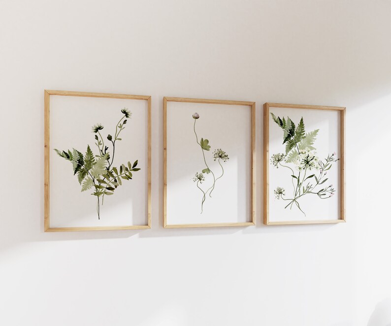 Watercolor Botanical Print Set of 3 Gallery Wall Art - Etsy