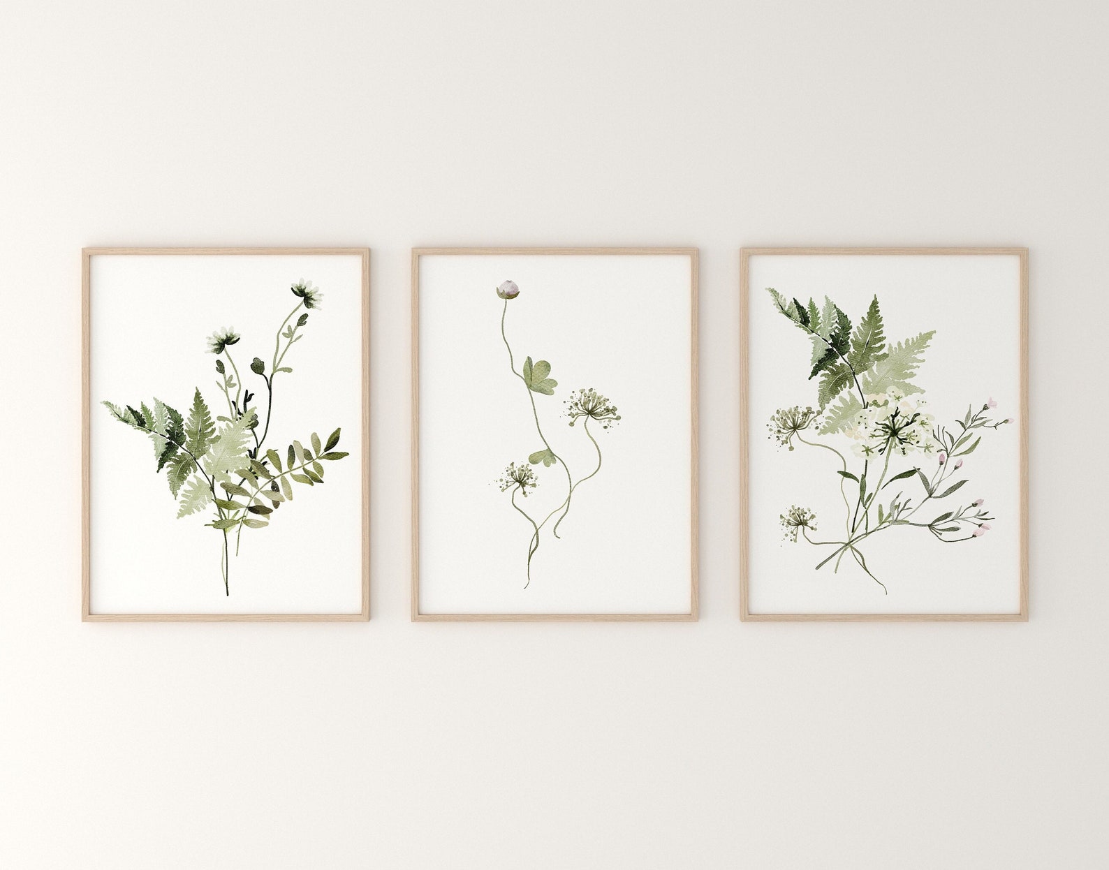 Watercolor Botanical Print Set of 3 Gallery Wall Art - Etsy