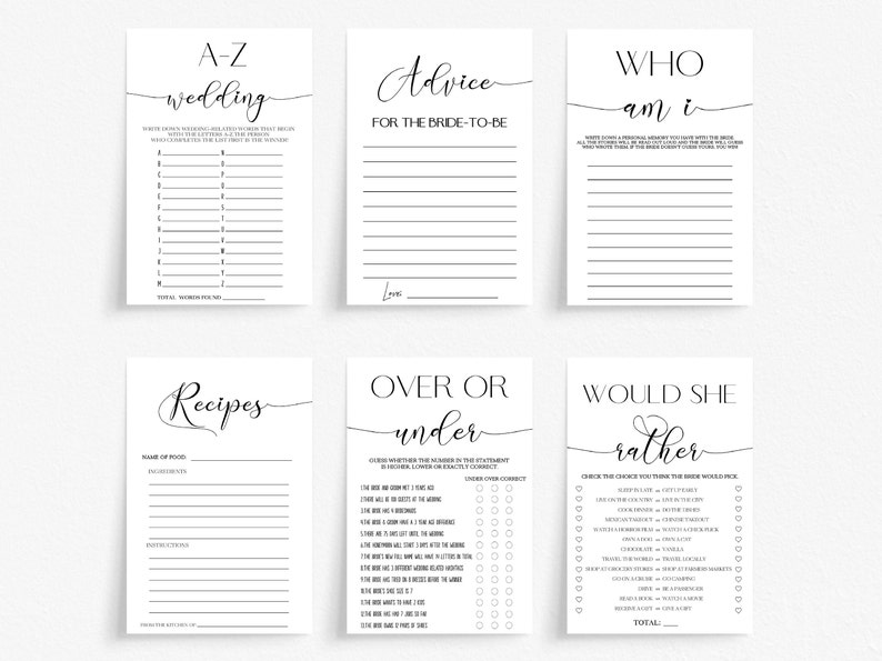 Minimalist Bridal Shower Games,modern Bridal Shower Game Bundle,bridal