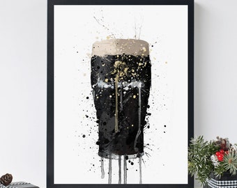 Guiness Beer Watercolour Splash Print Photo Alcohol Artwork For Home Decor and Gifts