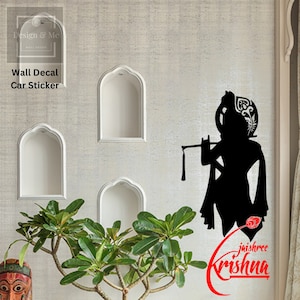 Krishna Wall Decal, Divine Artwork, Wall Décor, Wall Decal, Car Decal, Glass Sticker, Removable Decal, Vinyl Wall Décor, Vinyl Sticker