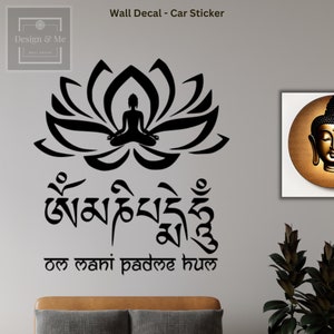 Om mani padme hum, Tibetan Chants Decal, Sacred mantra Decal, Buddhist Chants Decal, Positive Energy, Buddhist Art Decal, Sanskrit Mantra