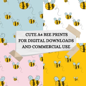 Impresión digital divertida de abejorro, papel de álbum de recortes de abejorro, fondos divertidos, papel digital de uso comercial y papel de cera de abejas