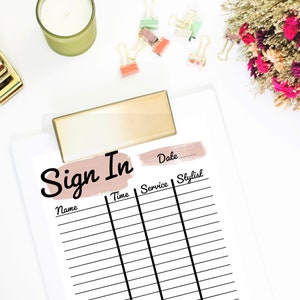 Salon Client Sign in Sheet Printable,instant Download, PDF, Minimal ...