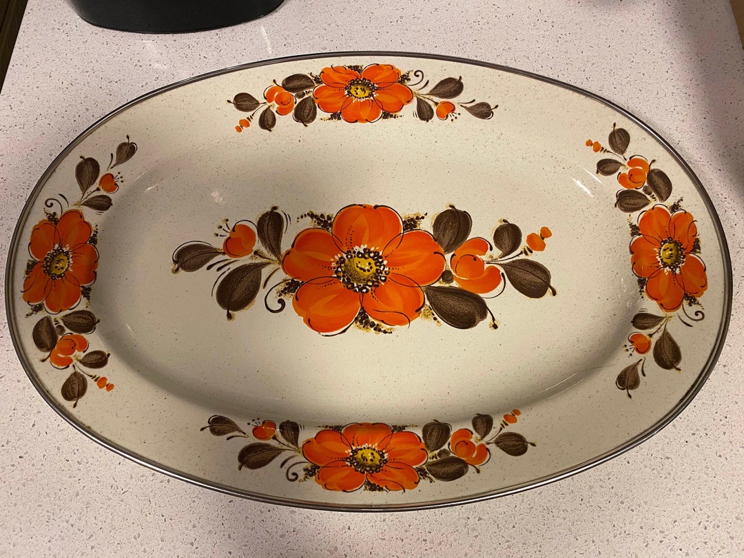 Show Pans Sanko Ware Japan 18 Oval Serving Tray Etsy