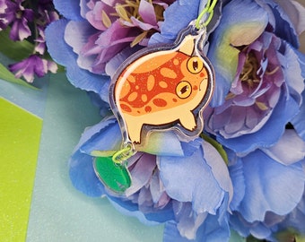 Dangling Reggie Acrylic Keychain | Frogcore, cottagecore, toad, brown frog, silly frog, frog keychain, acrylic keychain