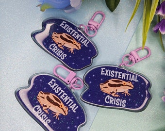 Existential Crisis Frog Acrylic Keychain | Frogcore, cottagecore, toad, brown frog, silly frog, frog keychain, acrylic keychain, epoxy