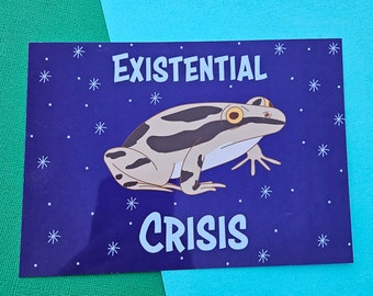 Existential Crisis Frog Mini Print | Frog print, Frogcore, cottagecore, toad, brown frog, silly frog, boreal chorus frog