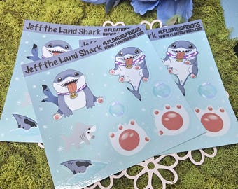 Jeffy the Land Shark Sticker Sheet: Waterproof Glossy Decals