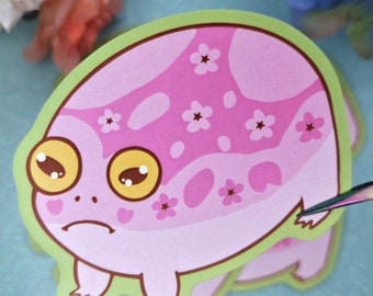 Reggie the Common Rain Frog the common rain frog Vinyl sticker | Frog Sticker, Frogcore, cottagecore, pink frog, silly frog, sakura flower