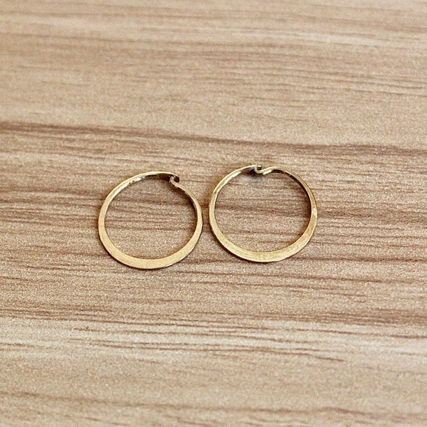 Small Flat Gold-Tinted Sterling Silver Hoop Earrings