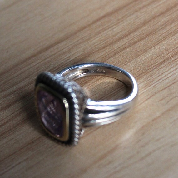 Vintage Amethyst Gold Plated Sterling Silver Ring - image 5