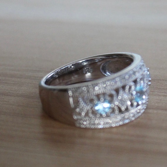 Gorgeous Blue Topaz and Cubic Zirconia Ring - image 5