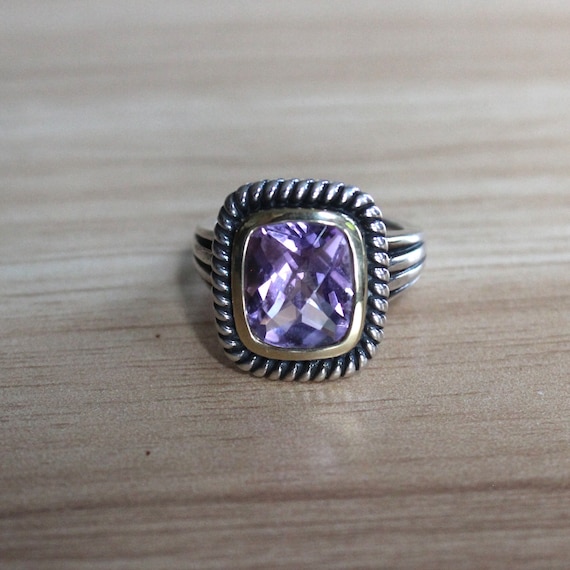 Vintage Amethyst Gold Plated Sterling Silver Ring - image 1