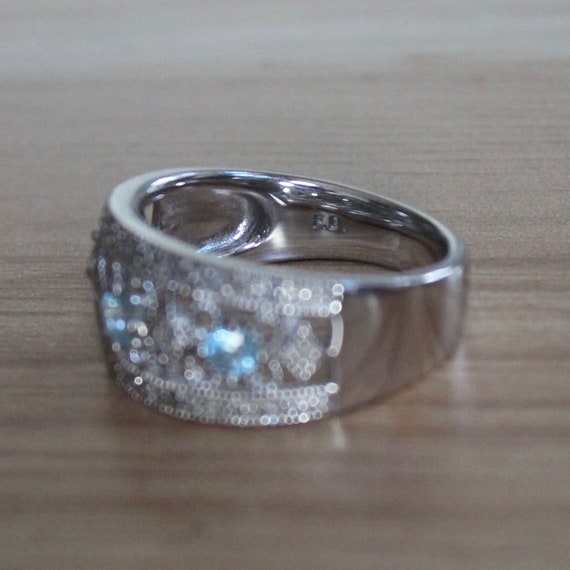 Gorgeous Blue Topaz and Cubic Zirconia Ring - image 6