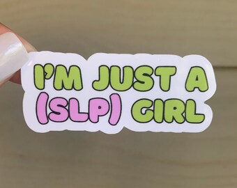 SLP Girl Glossy Sticker: Speech Therapy Gift