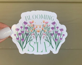 Adesivo floreale SLP in fiore: regalo lucido per logopedia