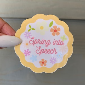 Spring into Speech | Floral Speech Therapy Sticker | SLP Sticker for Laptop, Coffee Mug, Notebook, Phone, Journal, Binder, Planner, Etc!