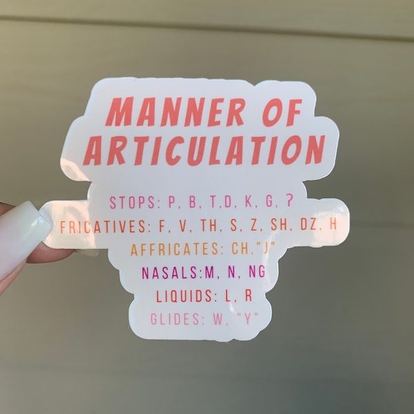 Manner of Articulation Speech Therapy Sticker | SLP Sticker for Laptop, Coffee Mug, Cup, Notebook, Phone Case, Journal, Binder, Planner, Etc