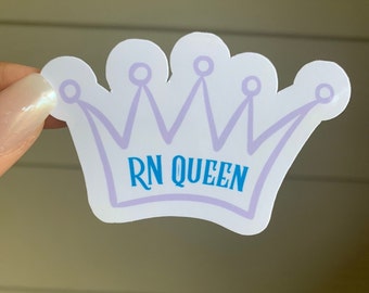 Pegatina de corona de enfermera registrada RN Queen / Pegatina de RN para computadora portátil, taza, taza, cuaderno, teléfono, diario, carpeta, planificador, regalo de graduación para enfermeras