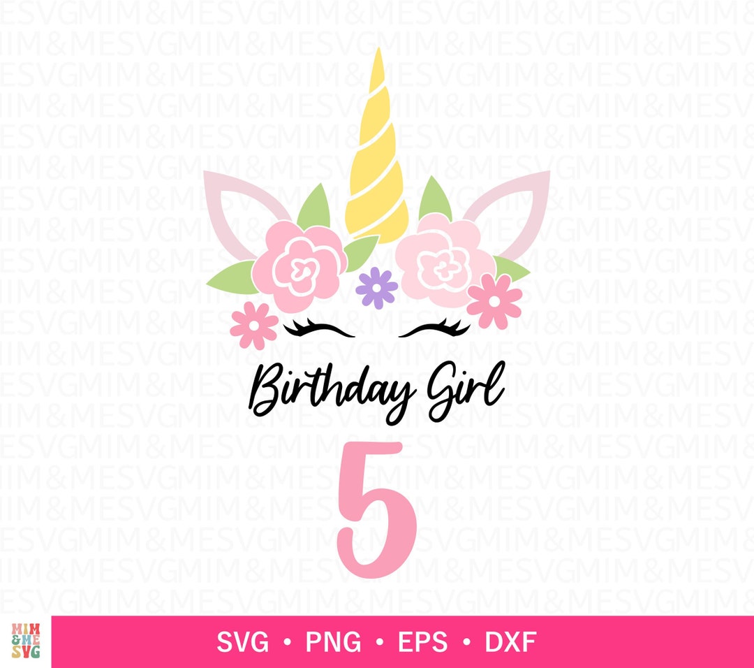 5th Birthday SVG Birthday Girl Unicorn SVG Unicorn Birthday Etsy