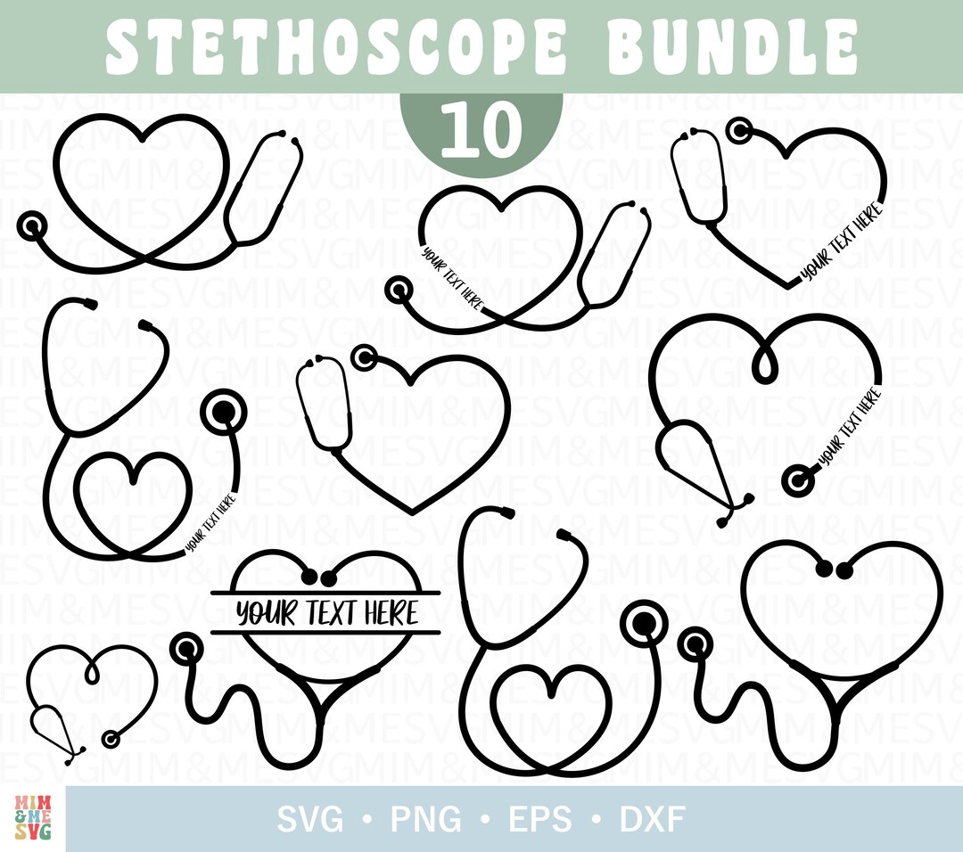 Stethoscope Svg Bundle Stethoscope Monogram Svg Nurse Svg Etsy