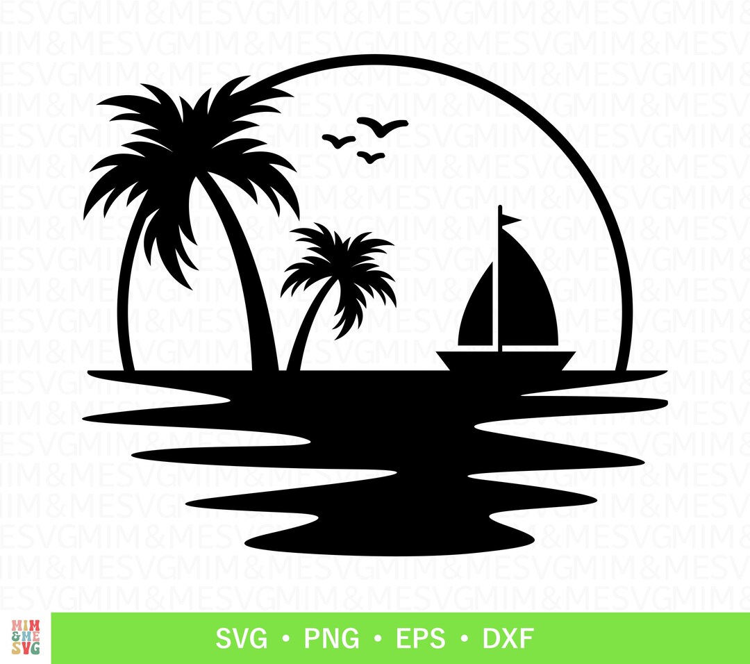 Palm Tree svg Ocean svg Sea svg Boat svg Beach svg - Etsy Portugal