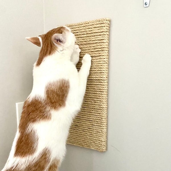 Sisal Rope Cat Scratcher, Cat Scratching Post, Wall Cat Scratching Pad, Flat Wall Mounted Cat Scratch Post, Handmade Modern Cat Scratcher