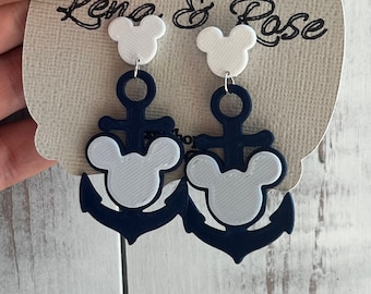 Disney Cruise Earrings | Mickey Nautical Theme | 3D Printed Anchor Earrings