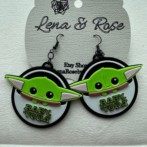 Pendientes de Yoda inspirados en bebés / El niño Grogu inspirado / Impreso en 3D Lindo espacio verde Niño pequeño Alien