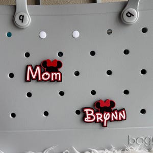 Personalized Bogg Bag Charm, Disney inspired font, customize name and color, 3D printed Bag accessory, Mickey or Minnie ears