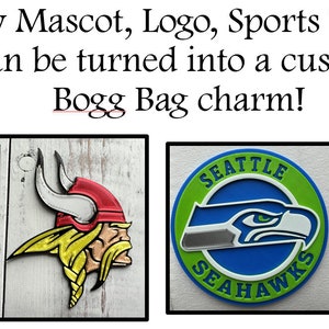 Breloques de sac Bogg personnalisées, embouts de sac Bogg, breloques Vikings, mascotte d'école, équipe de football, équipe sportive universitaire, athlétisme, personnalisées, imprimées en 3D