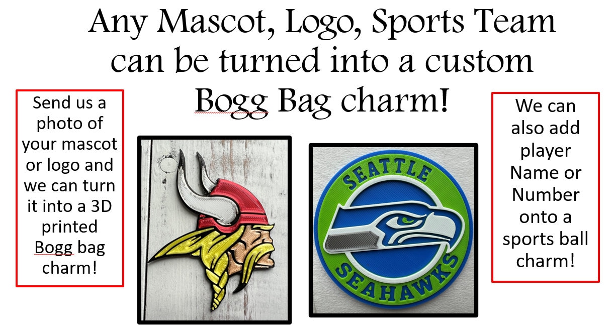 Custom Bogg Bag charms, Bogg bag bits, Vikings charm, school mascot, football team, college sports team, athletics, personalized, 3D printed
