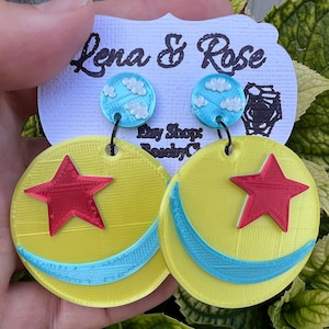 Pixar Ball earrings | 3D Printed | Yellow Ball | Red Star | Toy Story | Luxo | Handmade Disney inspired | Mickey Mouse stud dangle earrings