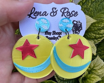 Pixar Ball earrings | 3D Printed | Yellow Ball | Red Star | Toy Story | Luxo | Handmade Disney inspired | Mickey Mouse stud dangle earrings