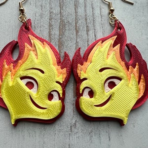 Elemental movie Ember Lumen earrings, Disney Pixar inspired, Element City, Flame girl, Fiery young lady character jewelry, Wade Ripple
