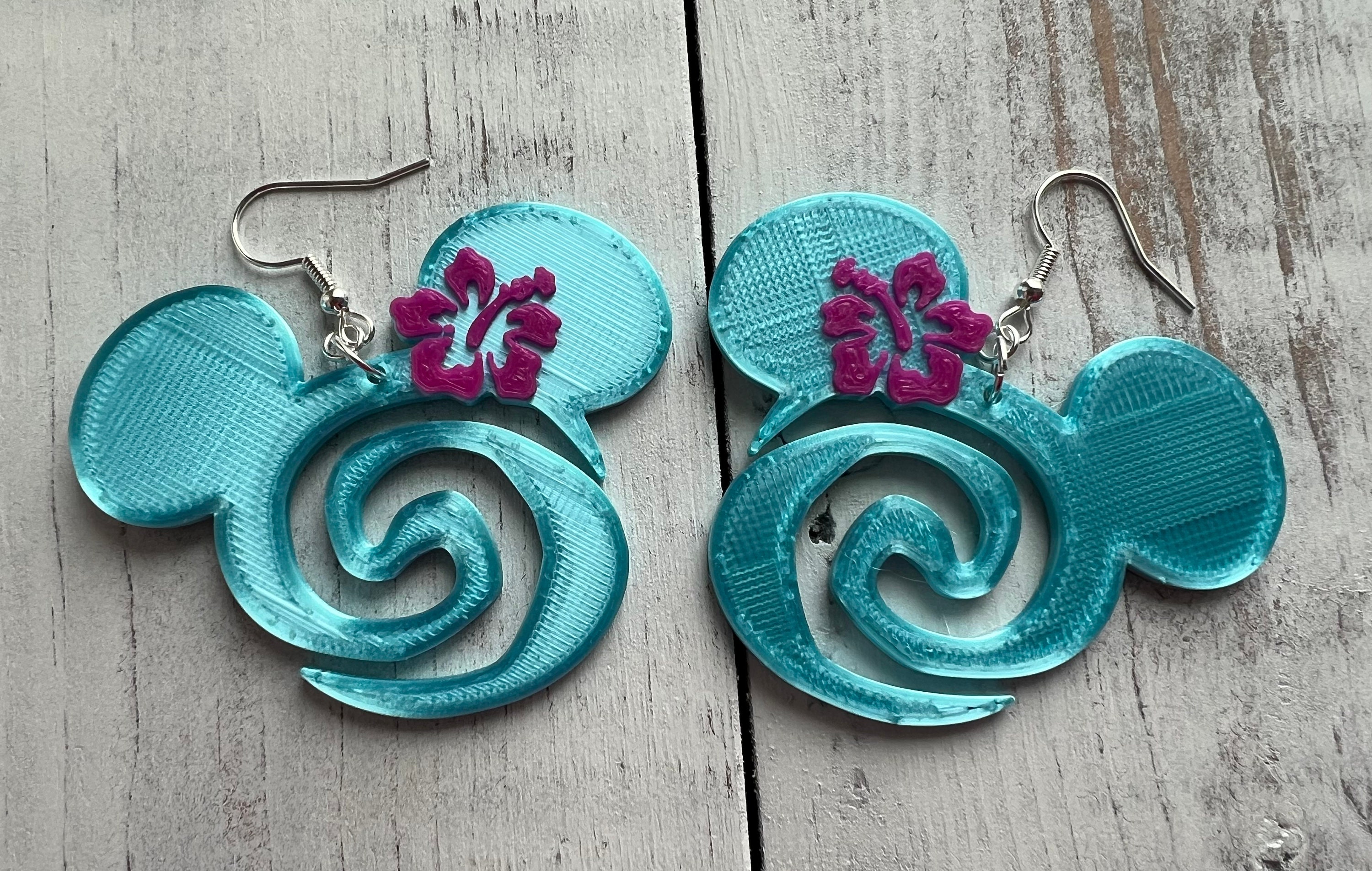Moana Wave Inspired Earrings Hibiscus Mickey Minnie Earrings Heart of Te Fiti Disney Inspired ...