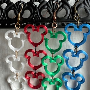 Mickey baumeln Ohrringe einfarbig, Mickey Silhouette, Tropfen nach unten, Mickey Perle, kundenspezifische Farben, Disney saisonale Ohrringe, 3D gedruckt