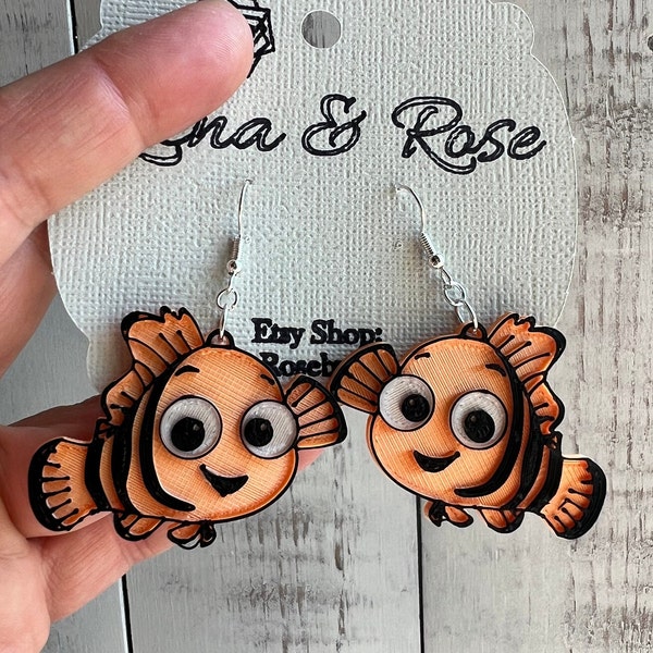 Nemo Earrings | Disney Inspired | Finding Nemo | Finding Dory | 3D Printed | Clownfish Earrings