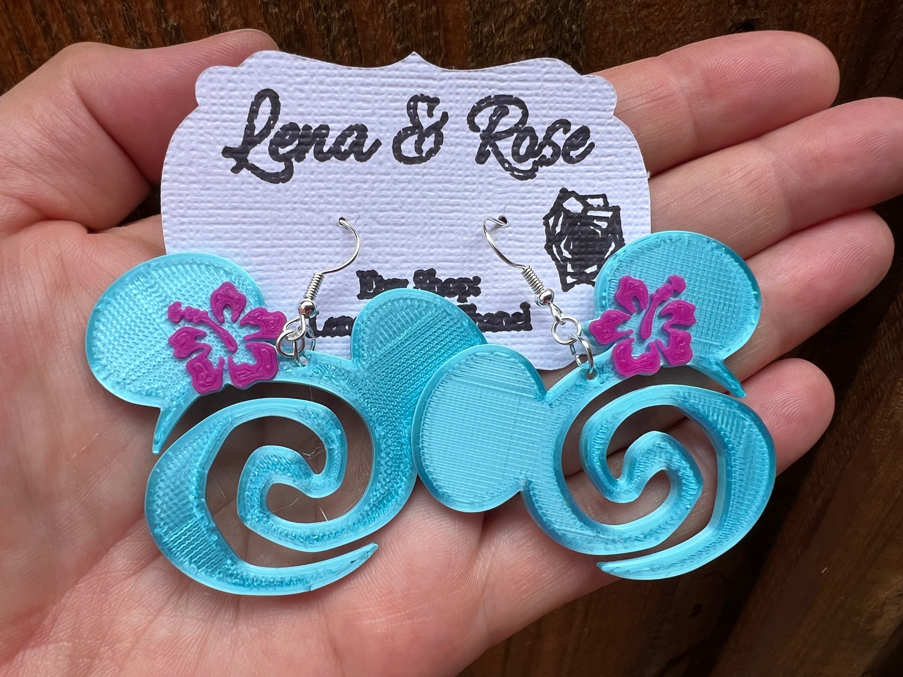 Moana Wave Inspired Earrings Hibiscus Mickey Minnie Earrings Heart of Te Fiti Disney Inspired ...