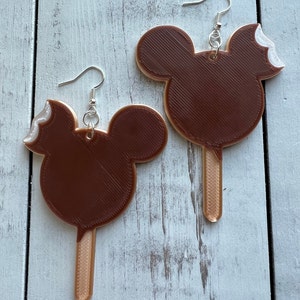 Inspired Mickey chocolate covered ice cream bar earrings | Disney Snacks | Magic Frozen Treats | Chocolate covered Mickey bar | 3D Printed