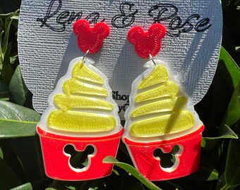 Dole whip earrings | Disney Pineapple ice cream treat | Hawaiian tropical | Disney Aulani inspired | Mouse ears | 3D Printed | Jewelry