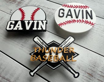 Personalized 3D printed Baseball Bogg Bag charms, Bogg bag bits, little league, high school, college, school colors, player name, team name