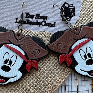 Mickey mouse pirate theme dangle earrings Disney Cruise pirate night Captain Hook Jack Sparrow Pirates of the Caribbean 3D Printed Earrings
